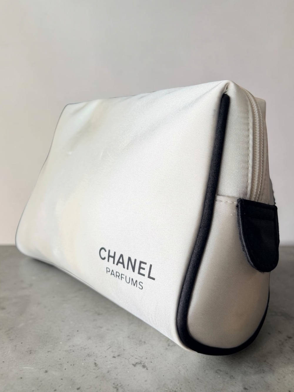 CHANEL White and Black Parfums Toiletry Pouch